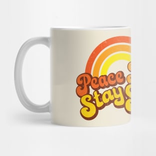 Peace Love Stay Safe - Retro Rainbow Mug